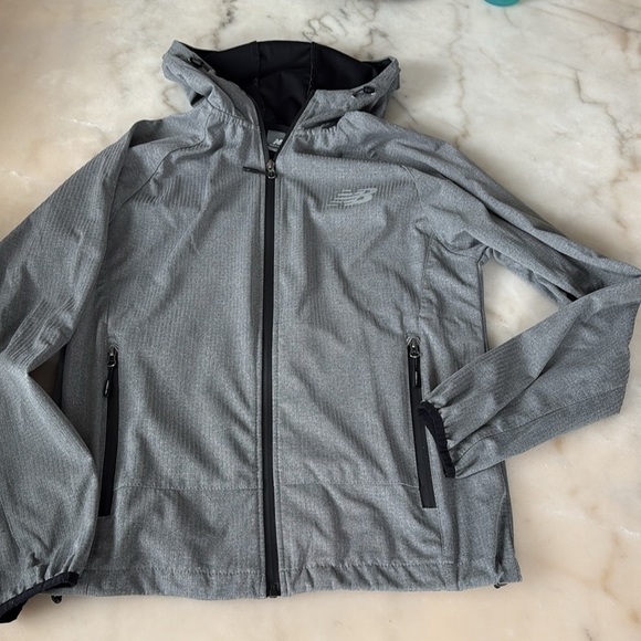 New Balance Heather Gray Hooded Jacket Sz S/M Loose Fit - Picture 10 of 10